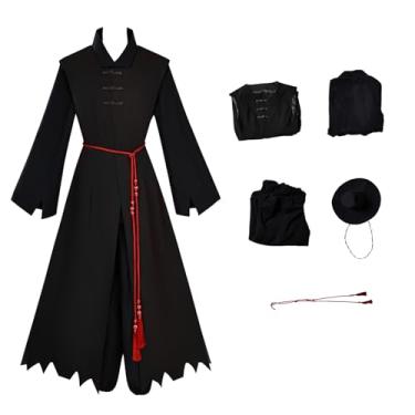 Imagem de Cosfun Conjuntos de uniformes de ídolo para cosplay masculinos, jaquetas, calças, chapéus, roupas completas, fantasias tradicionais, Preto, GG