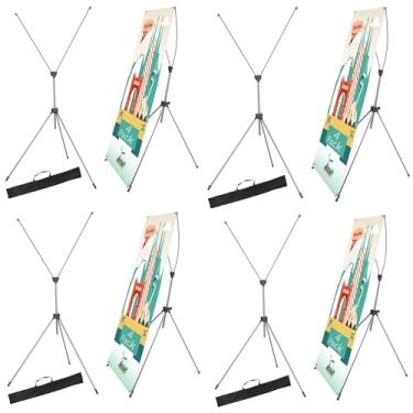 Imagem de JACNITAD Pacote Com 4 Suportes Para Banner Em X, Adequados Para Qualquer Tamanho De Banner Ajustável De 23" X 63" A 32" X 78" Com Bolsa De Transporte Retrátil Portátil, Suporte De Banner Personaliza