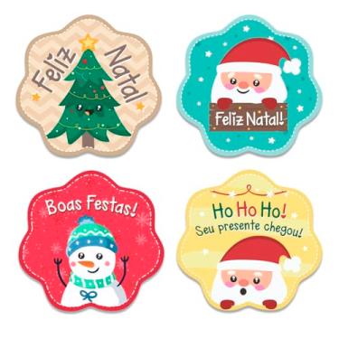 Imagem de Adesivo Natal, adesivo de natal presentes, adesivo confeitaria, etiqueta confeitaria, livraria, vestuario, moda, adesivo em vinil, redondo 3x3cm - 100 unidades