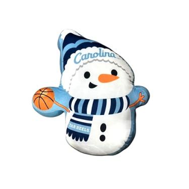 Imagem de Pegasus Home Fashions NCAA Holiday Snowman Almofada de pelúcia, 40,6 cm, cores do time (North Carolina Tar Heels)