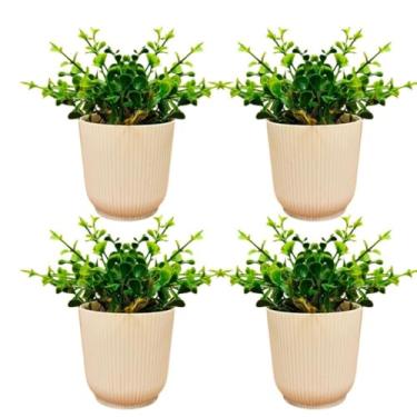 Imagem de KIT 4 VASOS VASINHOS DECORATIVOS COM FLORES ARTIFICIAIS PARA CASA(BRANCO VASOS SORTIDOS)