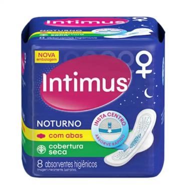 Imagem de Absorvente Noturno Cobertura Seca 8 Unidades com Abas Intimus