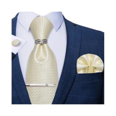 Imagem de Conjunto De Gravata Masculina Azul Royal Com Estampa Xadrez, Clipe Pra