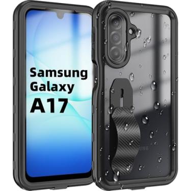 Imagem de Phciasie Capa para celular Galaxy A17 5G, à prova d'água com protetor de tela integrado e suporte de anel de celular, capa de proteção resistente à prova de choque para A17 5G (preto)