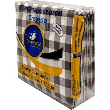 Imagem de Guardanapo Crepado Xadrez Preto 50. fls19,5x22,5cm CampFestas - Inspir