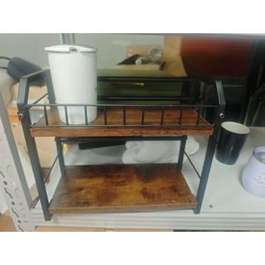 Imagem de Mofail Suporte de CD de 2 camadas, prateleira de armazenamento de CD, organizador de CD com monitor, suporte de CD premium para casa e escritório (marrom) (2 camadas)