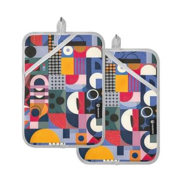 Imagem de Conjunto de 2 suportes de panelas de forno, formas abstratas, trivets quadrados para panelas quentes e frigideiras para cozinha e luvas de forno