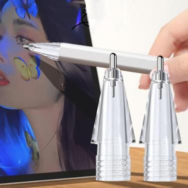 Imagem de 1 peça de pontas de lápis substituíveis de 0,6 mm para Apple Pencil 1/2 geração de pontas de caneta de pintura com amortecimento, 1,5 cm (transparente)