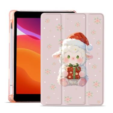 Imagem de MAYCARI Capa de Natal para iPad A16 de 11 polegadas 2025 com suporte para lápis, original com desenho de cordeiro fofo com capa protetora traseira de TPU macio para iPad 10ª geração, capa fina
