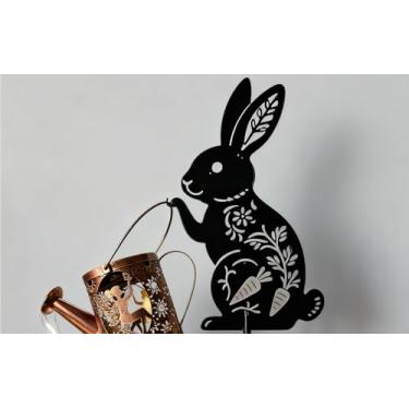 Imagem de LOVERUIS Regador solar para coelho, luzes externas, decoração de jardim com luz alimentada por energia solar, presente para amantes de coelhos, jardineiros, decoração de quintal de pátio