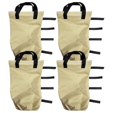 Imagem de BAHULA Sacos de areia com peso de dossel, 4 pacotes de sacos de areia impermeáveis para barraca pesos de perna sacos de areia para jardim ao ar livre tenda dossel sombras guarda-chuva, bege, 43 x 38