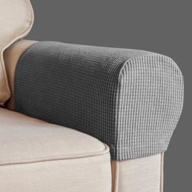 Imagem de Capas para cadeira de apoio de braço, capa elástica para poltrona para sofá, apoio de braço, antiderrapante, elastano, poliéster, capas de braço para sofá, poltrona, protetor de móveis, conjunto de 2