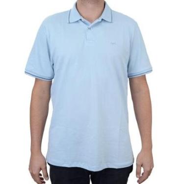 Imagem de Camisa Polo Masculina Ogochi Casual Slim Azul Claro - 007494-Masculino