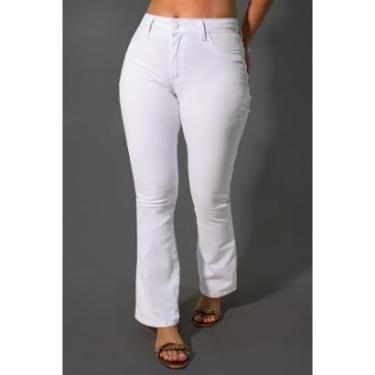 Imagem de Calça Flare Petit Sarja Branca Feminina Elastano Anticorpus-Feminino
