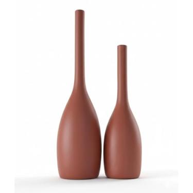 Imagem de Par de Garrafas em Cerâmica Premium – Elegância para Consultórios e Escritórios. (TERRA COTA)