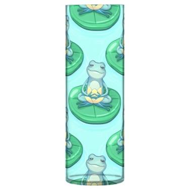Imagem de CEBUGI Vaso de flores Green Frogs 10 x 30 cm, vaso cilíndrico para flores, vaso transparente inquebrável para decoração de casa de festa de casamento