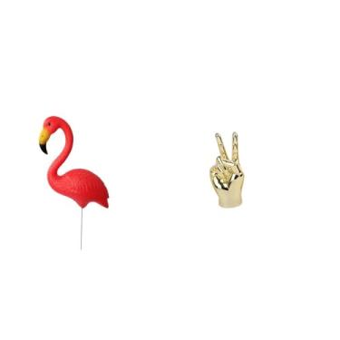 Imagem de Whtkoph Enfeite de Jardim de Fadas com Escultura de Flamingo E Figura Gesticulando com a Mão para Decoração Criativa de Casa, Sala de Estar, Armário, Pratelei