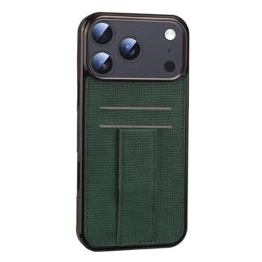 Imagem de LYJSMGZ Capa à prova de choque para iPhone 17 Pro Max/17 Pro/Air/17, compartimentos ocultos para cartão de couro, mini suporte, borda macia, verde, 17 Pro