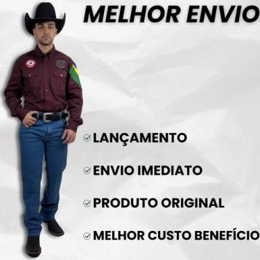 Imagem de Calça Country Masculina Jeans Com Elastano Oklahoma Country, Azul, Cla