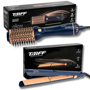 Imagem de Kit Taiff Gloss Azul: Escova Secadora e Chapa Bivolt