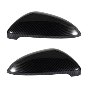 Imagem de Capa de espelho retrovisor de porta padrão de fibra de carbono compatível com acessórios de carro VW Golf MK7 GTI E-Golf 2015-2019 (esquerda e direita)