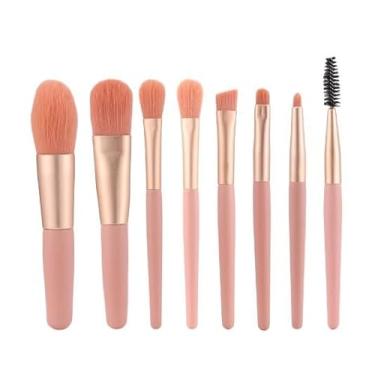 Imagem de Conjunto de 8 pincéis de maquiagem macios e macios para cosméticos base blush em pó sombra kabuki pincel de maquiagem ferramenta de beleza (rosa)