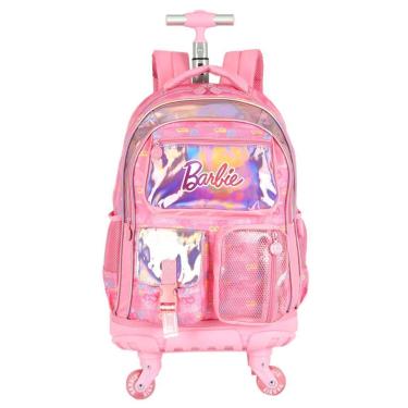 Imagem de Mochila 4 Rodas Escolar Menina Bolsa Grande Espaçosa Barbie-Feminino