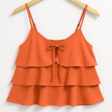 Imagem de Blusa Cropped Tres babados com alças regualveis Basico Duna - Univisio