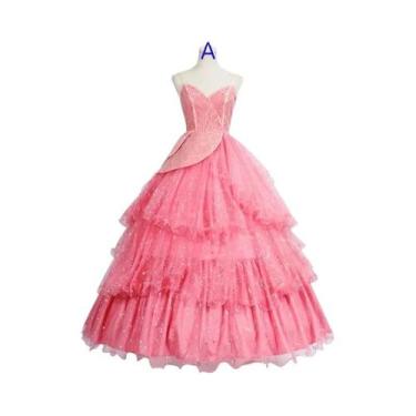 Imagem de Fantasia De Cosplay Glinda a Bruxa Boa Para Adultos Vestido Rosa De Fa