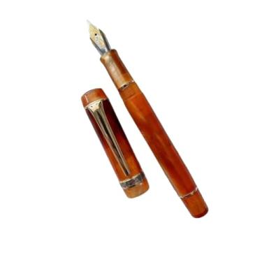 Imagem de ONECMN Caneta-tinteiro acrílica limão ponta longa faca bonita mármore âmbar caneta de tinta escrita escritório negócios novo (24)