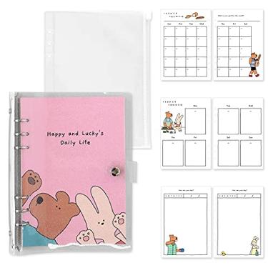 Imagem de Monolike A5 Happy and Lucky Diary Set, Surprise – Agenda acadêmica semanal e mensal com capa de PVC, bolsa com zíper