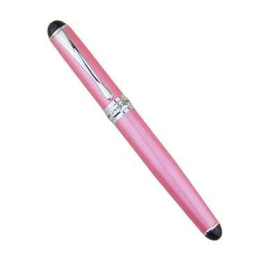 Imagem de EPANO Caneta-tinteiro de metal com clipe de prata estilo clássico, ponta de 0,5 mm, canetas de tinta de aço para presente, material de escritório, material escolar (rosa)