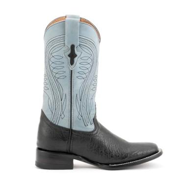 Imagem de Ferrini Bota masculina lisa de avestruz quadrada amarela, Preto, 11