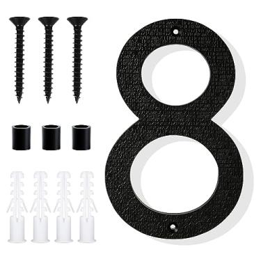 Imagem de Números de casa flutuantes, números de porta pretos grandes de 20 cm números de endereço de montagem fácil números de casas modernas para endereço caixa de correio externa (número 8)