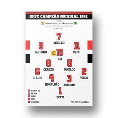 Imagem de Placa Metal São Paulo Campeão Mundial 1992 Decoração Retrô