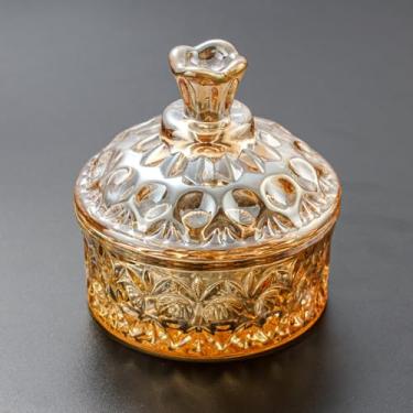 Imagem de ZUOLUO Caixa de joias de vidro de cristal âmbar, pote de joias com tampa, suporte de anel de bandeja de joias, organizador de joias para anéis, pulseiras, colares, pingentes, pote de armazenamento