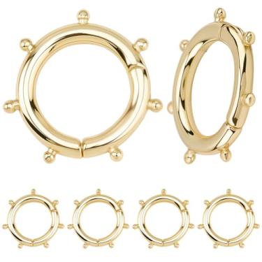 Imagem de SUNNYCLUE 1 caixa, 6 peças, banhado a ouro 18 K, redondo, colar, fecho, mola, portão, anéis pequenos de latão, metal, dourado, círculo, arredondado, clipes, conectores para fabricação de joias, colar