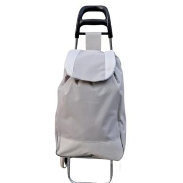 Imagem de Carrinho de Compras Dobrável com Rodinhas até 30kg Multiuso para Feira e Supermercado Estampado Resistente(BEGE)