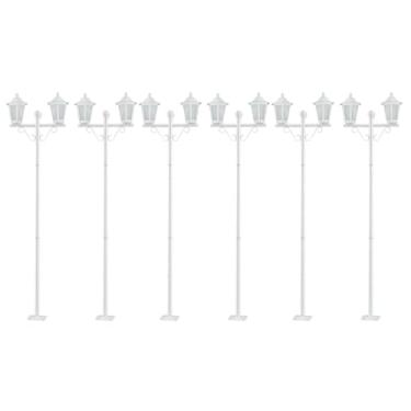 Imagem de Kit 6 Postes 1,6m Luminária Branco Jardim E27 Grega Lente Fosca Clássico Dital