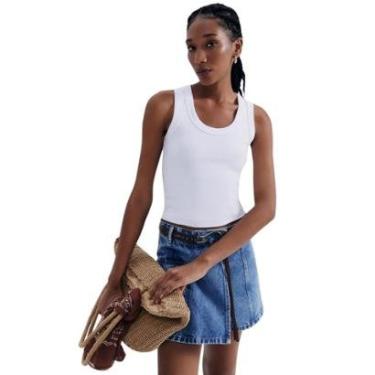 Imagem de Regata Feminina Hering Canelada Decote U Branco-Feminino