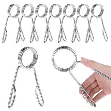 Imagem de MAQUITA Pacote com 8 coleiras de mola para halteres de 5 cm, grampos de barra, prendedores de colarinhos de travamento para levantamento de peso, exercícios físicos, suprimentos de treinamento (prata)