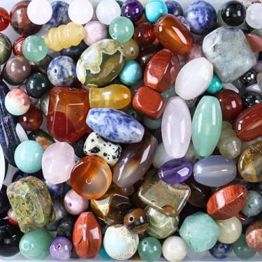 Imagem de Contas sortidas de pedras naturais sortidas para fabricação de joias, formas variadas, semipreciosas, pedras preciosas polidas e contas de cristal para artesanato faça você mesmo, pulseiras, colar