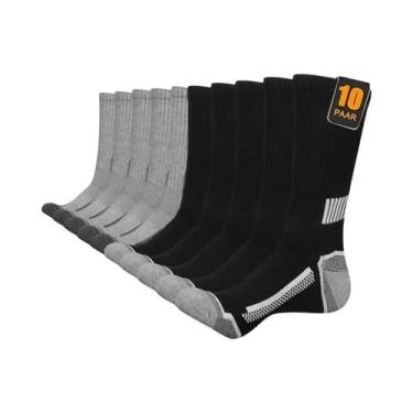 Imagem de Meias Longas Esportivas Masculinas Em 10 Pares, Cores Sólidas E Listra