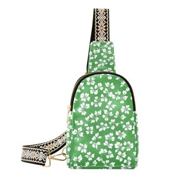 Imagem de CEBUGI Bolsa tiracolo feminina St.patricks Day Clover pequena bolsa tiracolo de couro para trilhas, viagens ao ar livre