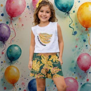 Imagem de Conjunto Feminino Verão Bananas Kely Kety Shorts Soltinho, 01, Branco
