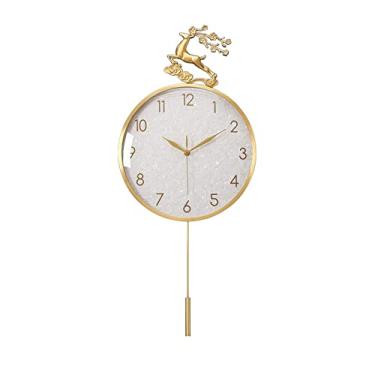 Imagem de Relógio de parede clássico chinês relógio de parede de latão moderno relógio de parede quarto sala de estar relógio de quartzo mudo (A)