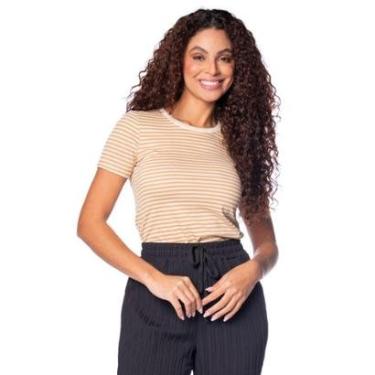 Imagem de Blusa Feminina Cativa Listrada Bege/Marrom Claro-Feminino