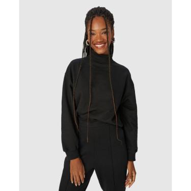 Imagem de Blusão Básico Feminino Gola Alta Manga Longa Em Moletom Flanelado-Feminino