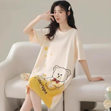 Imagem de Camisola De Verão Para Mulheres plus Size, Estilo Fofo, Em Seda Gelada