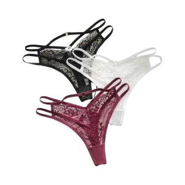 Imagem de Conjunto De 3 Calcinhas De Renda Multicoloridas Sexy E Leves Para Mulh